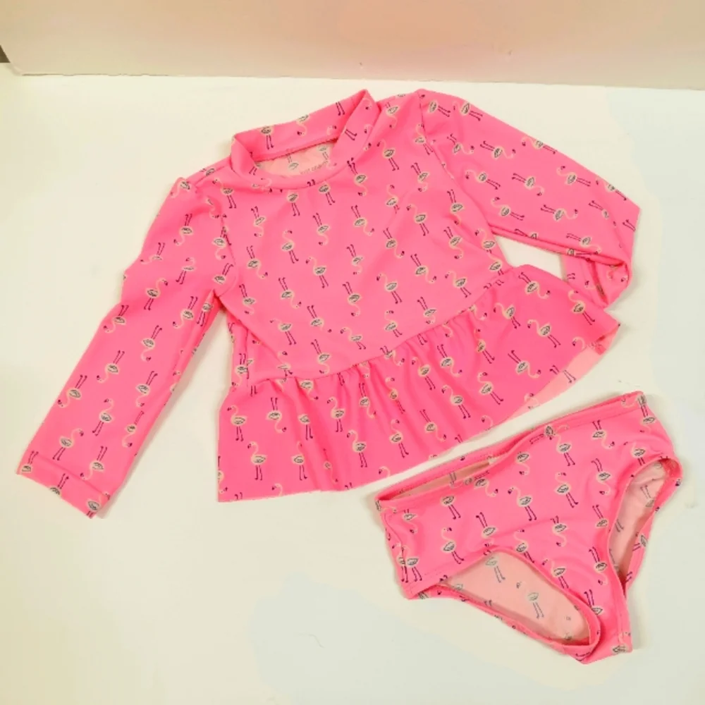 Carter's Baby 2-piece UV Protective Long Sleeve Rash Guard Swim Suit with Peplum